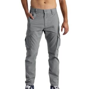 NWT Blu Rock Cargo Pants Men's 36 Gray Cotton Spandex Stretch